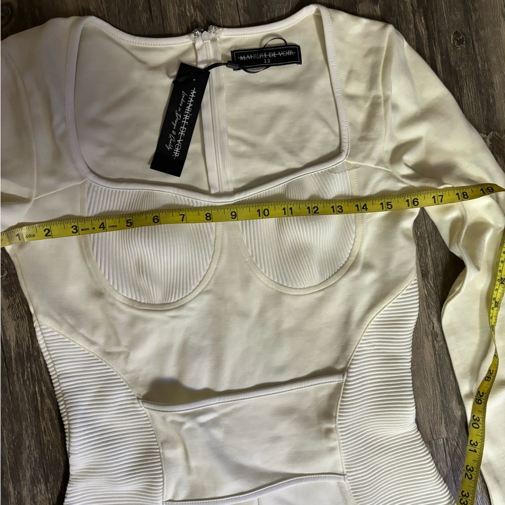 NWT Maniere De Voir White Pleated Bandage Playsuit Romper Jumpsuit Size 12 - Picture 5 of 14